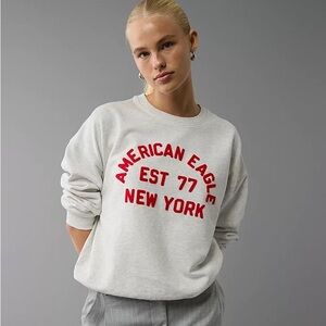 AE Logo Graphic Relaxed Crew Neck Sweatshirt